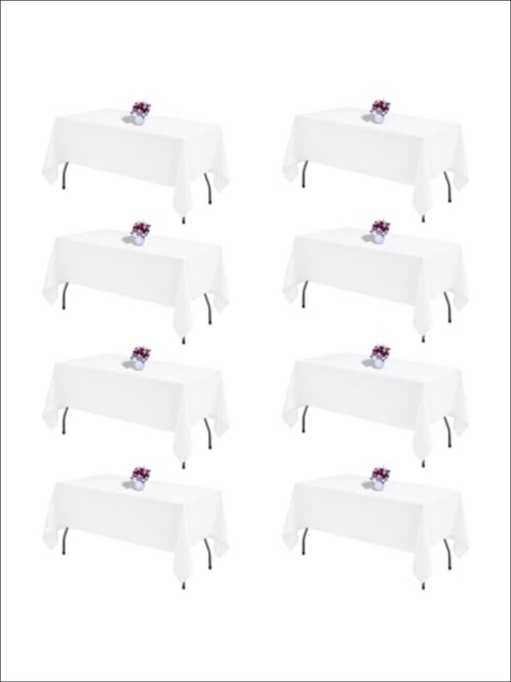 8 Pack Rectangle Tablecloth 60x102 Inch Polyester Washable